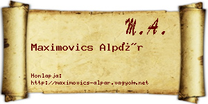 Maximovics Alpár névjegykártya